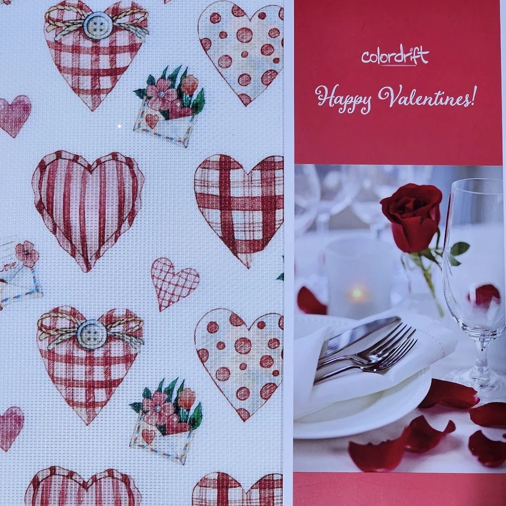 Colordrift White Red Pink Hearts Decorative Placemats Set 8pc Table Mats 13x18in